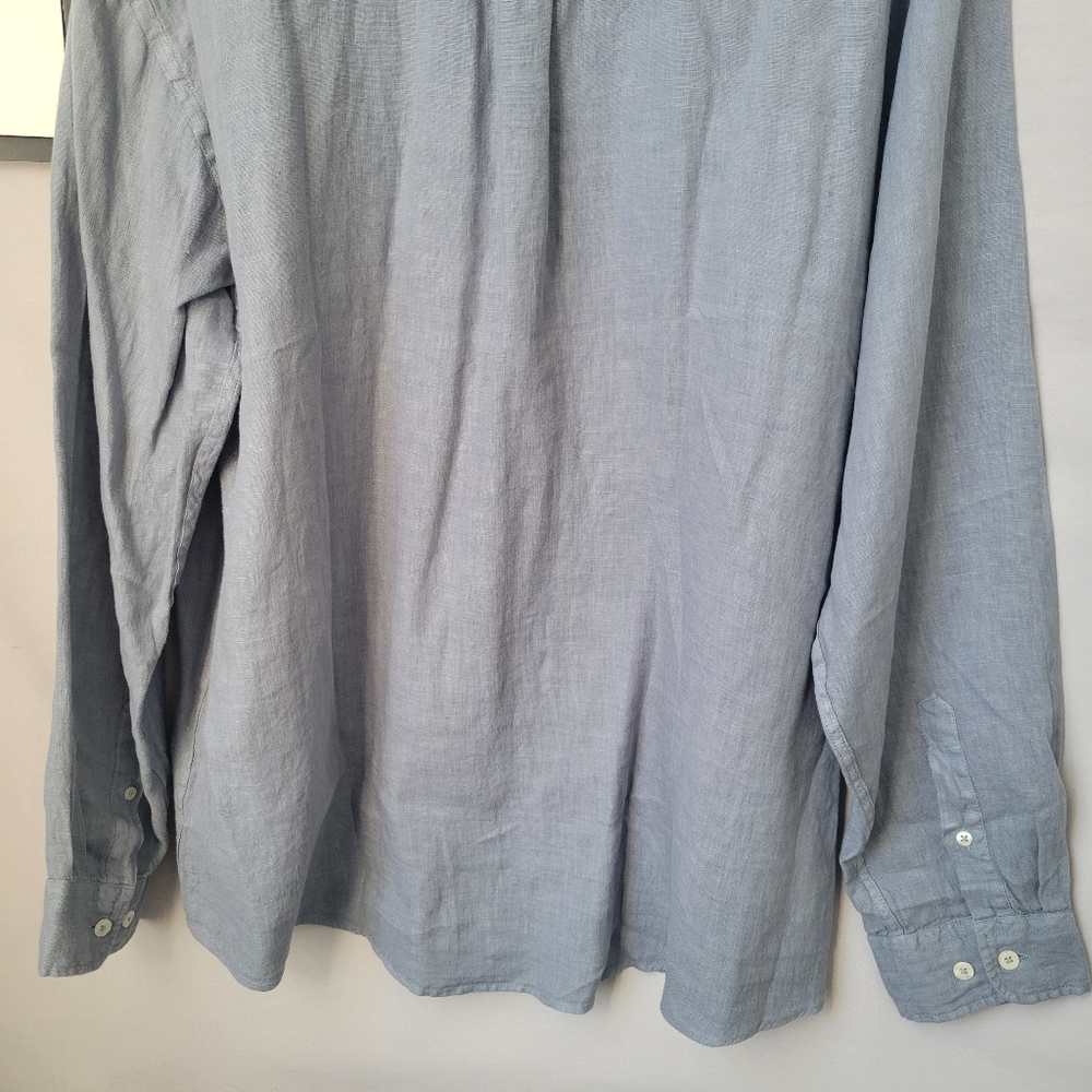 Jacobs & Jacobs Linen Button Front Shirt Blue L - Picture 8 of 12
